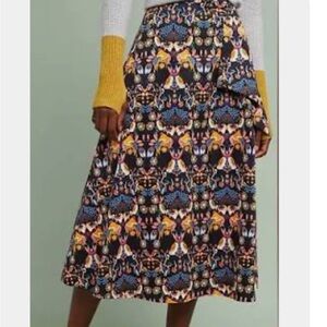 Anthropologie Eva Franco Forest Friends Whimsy Midi Skirt Womens 10